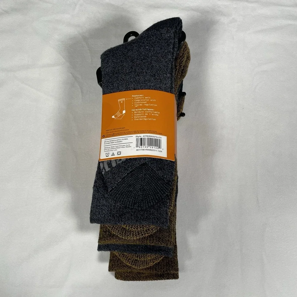 Timberland Cushioned Boot Socks 4 Pairs Wool Blend Men's Brown Gray OSFM
